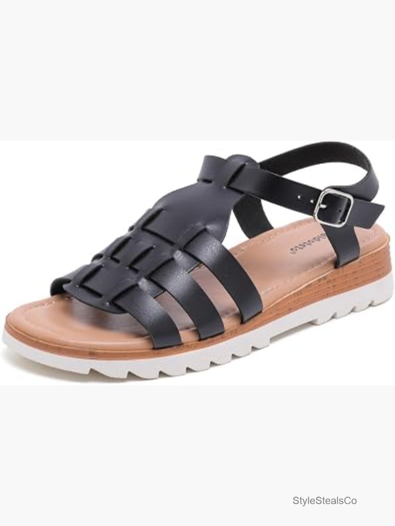 Low Wedge Fisherman Sandals With Cushioned Insole